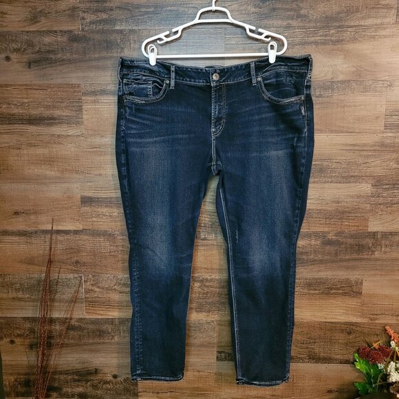 Silver Jeans Size 24 Suki Skinny High Rise Ripped Dark Wash Stretch Denim - Picture 1 of 11